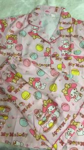 ชุดนอนลายมายเมโลดี้(กางเกงขาตรง) ผ้าไหมอิตาลี แขนสั้นขาสั้น