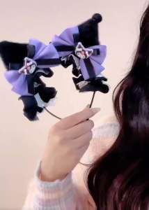 Kuromi Hair Accessories Girls Bow Hairpin Influencer Little Princess Streamer Children Hairpin Headband