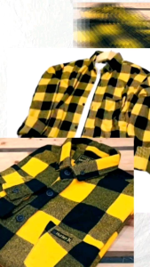 Kemeja Flanel Kuning Lengan Panjang Slimfit Casual Santai Formal Motif Kotak kotak Terbaru M L XL