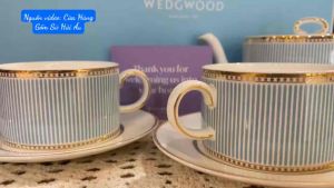 Bộ ấm trà và 2 ly kèm dĩa lót WedgWood HELIA -Teapot set and 2 cups with WedgWood HELIA lining