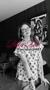 เสื้อเชิ้ตแขนสั้นทรงโอเวอร์ไซส์ พิมพ์ลายจุด ทรงชิคๆ Tage::Mirror Sistet