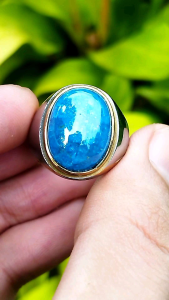 Cincin Batu Permata Blue Topaz Pecah Seribu