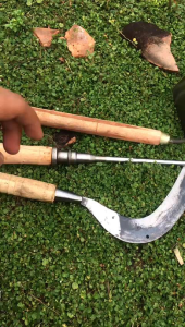 Sabit baja super tajam alat berkebun isi 3-wangkil mini gagang kayu-Stik asah pisau dan arit-promo alat dapur dan berkebun