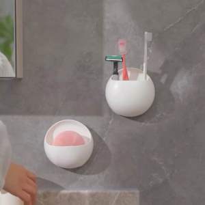 No Punch Toothbrush Holder Toothpaste Rack Cosmetics Brush Holder Easy Mount Bathroom Rack