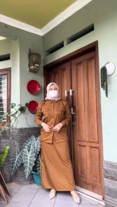 Setelan PNS PEMDA Saku Dada Wanita Kerja Panjang Seragam Katun Celana Rok