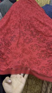Kain brukat / brukat katun warna merah cabe