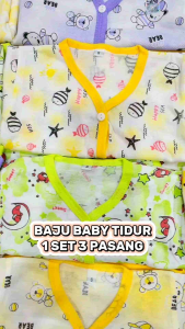 1Set 3Pasang 0-6m Baby Baju Tidur NewBorn Sleepsuit Pajamas Long Sleeve.
