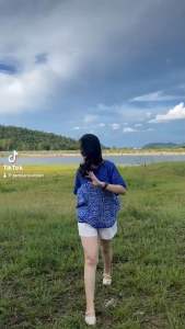 เสื้อผ้าบาติก ผ้าสปัน มีแขน ผ้าพิมพ์เทียน ใส่สบาย