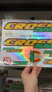 Bộ tem dán xe đạp CROSS RACING chữ màu vàng hàng nhập Thái Lan chất lượng cao dành trang trí riêng cho dòng xe này tem màu sắc cực đẹp và bền giá bán cực tốt bán lẻ như bán sỉ