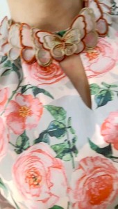 ●ECLAIRE● 003 Blouse Silk wrinkle Lengan Pendek Kerah Keyhole Motif Flower Bunga Floral Kupu-kupu Butterfly Bordir Embroidery Korea Kerja Kantor Formal Pesta feminim Manis Import zzla