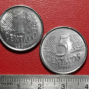 Koin Brasil Koleksi kuno Jadul 2 Keping Tahun 1994/1997