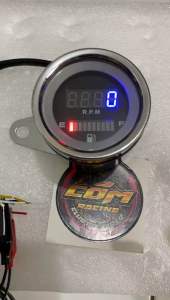 Ready Rpm digital Plus Amper Bensin Led Model Bulat Hitam Indikator Fuel Meter Classic Universal