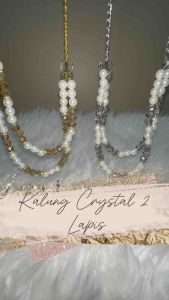 Agnia Crystal Pearl Multilayer Necklace Kalung Panjang Hijab Dua Lapis 2 Layer Mutiara Kristal