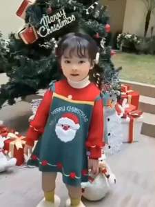 💟พร้อมส่ง💟ชุดเดรสลูกสาวแขนยาวผ้าสำลีใส่ต้อนรับเทศกาลคริสต์มาส