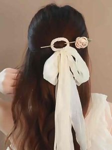 Trâm cài đầu trang phục cổ trang mẫu mới đính dây nơ ruy băng dài kẹp tóc nơ sau đầu phong cách cổ điển