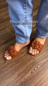 Plus size synthetic leather casual flat sandals for women