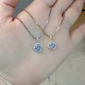 Kalung Titanium Wanita Set Liontin Permata Anti Karat