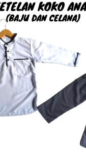 Baju koko anak list kurta anak hitam putih murah berkualitas
