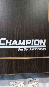 Champion Dartboard Cabinet with Champion Diamond Bristle Dartboard. DARTPINS NOT INCLUDED