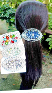 [Cho tóc dày-tóc vừa] Kẹp tóc bấm ngang mặt đá to cho nữ trung niên size 10cm