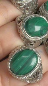 (Real Unit) Natural Malachite Stone Adjustable Ring 孔雀石可调节 戒指 Cincin Batu Malachite (S/n:4020631-35)