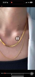 Kalung Titanium Asli Dua Layer Sisik Ular Simple Elegan Anti Karat Korea Fashion T059