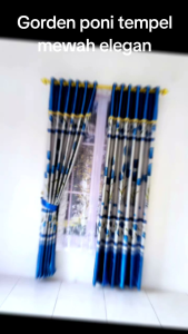 gorden blackout tebal model terbaru poni tempel tulip biru mewah elegan