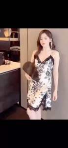 ชุดนอนเดรสผ้าซาตินสุดเซ็กซี่ผู้หญิง สายเดี่ยว เถียดลูกไม้ ผ้าลูกไม้ สร้างสรรคลิก SY001