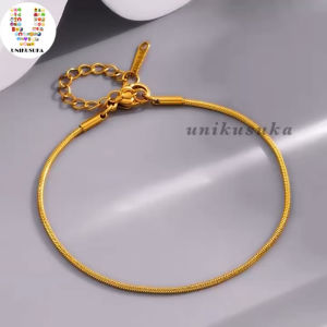 [UNIKUSUKA] Gelang tangan titanium rantai gold polos Gelang korea fashion style
