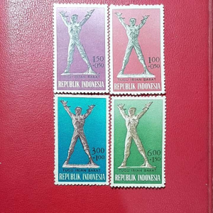 Prangko Indonesia kuno 4 Pcs Seri Tugu Irian Barat Tahun 1963 UN USED