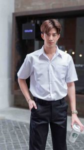 เสื้อนักศึกษาชายแขนสั้น ไซต์S-56 ชุดของเสื้อเชิ้ตแขนสั้นผู้ชาย ผ้าคอมทวิว ผ้าไมโคร ผ้าดิบ