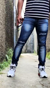 Celana Jeans Sobek Pria Panjang Stretch Melar Denim Tebal Slimfit Skinny Size 28-33 Premium