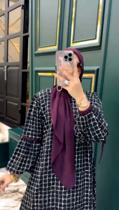 Almahira Dress Set Hijab - Full Ceruty Premium Ld 110 Pj 140 Zipper Belakang