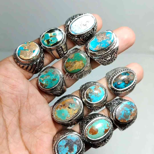 PROMO Batu Pirus Persia Natural / Cincin Batu Pirus Perisa / Batu Akik Pirus Ring Alpaka Super