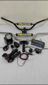 Paketan Stang Stir Trail, Adaptor Gas Spontan 2 Tombol, Lampu Tembak dan Free Saklar On Off