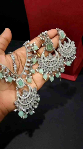 Haseenas Stunner Reverse  Kundan Combo Choker Set (Mint)