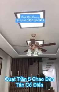 (Lõi Đồng 100%) Quạt Trần 5 Chao Đèn Tân Cổ ĐiểnTrang Trí Phòng KháchNhà Hàng.Động Cơ DC 6 Tốc Độ GióCó Điều KhiểnĐảo ChiềuHẹn Giờ.
