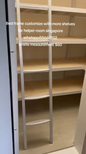 Loft bed with shelf customize singapore for helper room/maid room/store room/bomb shelter