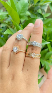 RinaXp - Cincin Mata Satu Ring Tepian Mata-mata Kecil Tanam Permata Zircon Cincin Terbaru Xuping Gold Silver