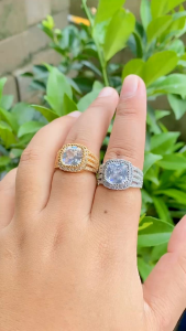 RinaXp - Cincin Mewah Permata Besar Cincin Wanita Besar Permata Zircon Berkilau Terbaru Cincin Xuping Gold dan Silver
