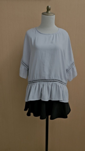 atasan wanita biru muda pastel MAGIC QIQI cewek L blouse cute santai