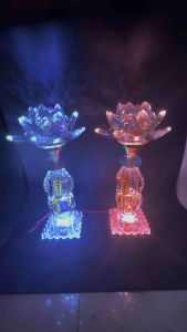 Đèn Bàn Thờ Hoa Sen Pha Lê Cao Cấp Phát Sáng Toàn Thân Cao 31cm Sử Dụng Mạch LED Cao Cấp (giá một cặp) 31003