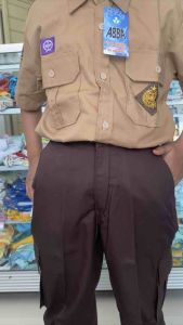 PAKET BUNDLING ABBA SERAGAM SEKOLAH SD MI PRAMUKA SIAGA Atasan Lengan Pendek Celana karet Coklat Panjang SD MI