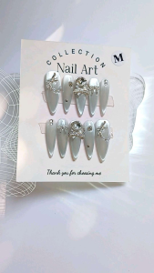 Móng tay thiết kế Nail box mắt mèo bạc mã số AB5