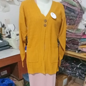 Long cardigan rajut wanita kancing kantong impor ascandy