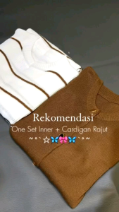 Setelan Hijab Motif Garis Modern Aliya - Baju Cardigan & Kebaya Panjang Size M/L