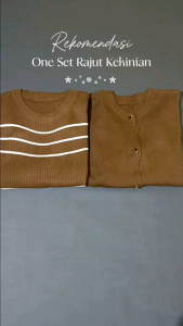 Setelan Hijab dan Gaun Midi Polos Lengan Panjang dengan Kerah Bulat - Fashion Kekinian