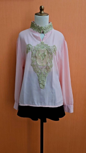 atasan wanita pink muda pastel XL XXL blouse lengan panjang MEWAH cute