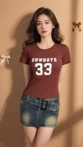 Áo thun nữ in chữ  COWBOYS 33