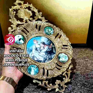 RARE VINTAGE ROCOCO STYLE WALL PLAQUE - DECORATIVE GOLD GILT FRAME • JAPAN SURPLUS